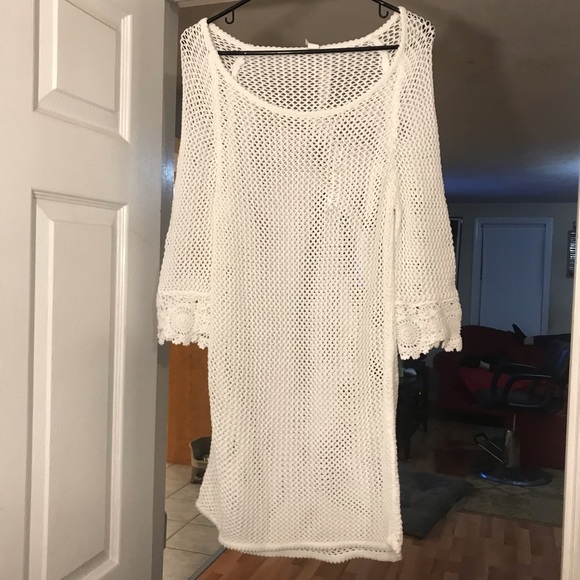 white eyelet beach cover up